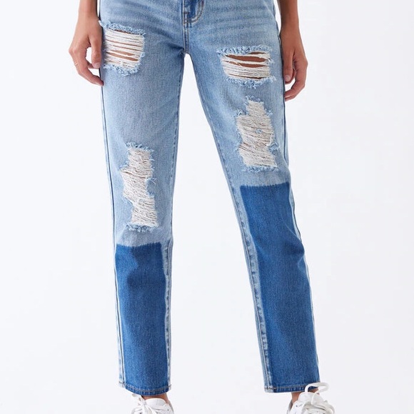 Pacsun patchwork dyed contrast paneled colorblock mom jean size 23 EUC - Picture 4 of 9